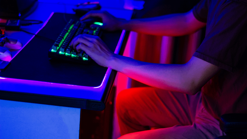 a person using a gaming pc