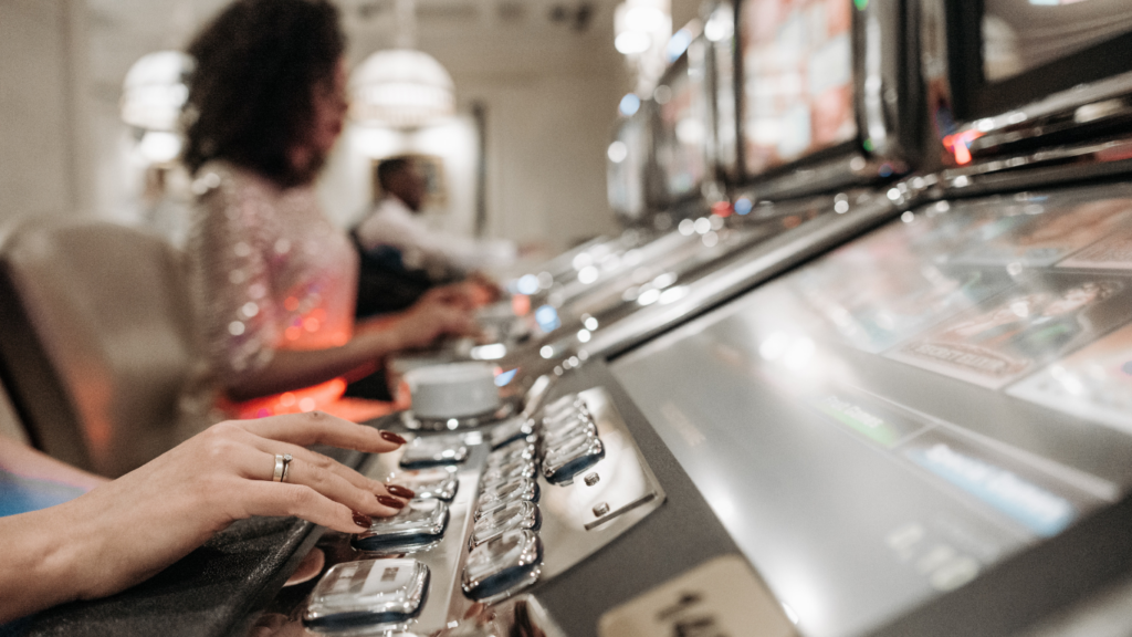 a person on slot machine