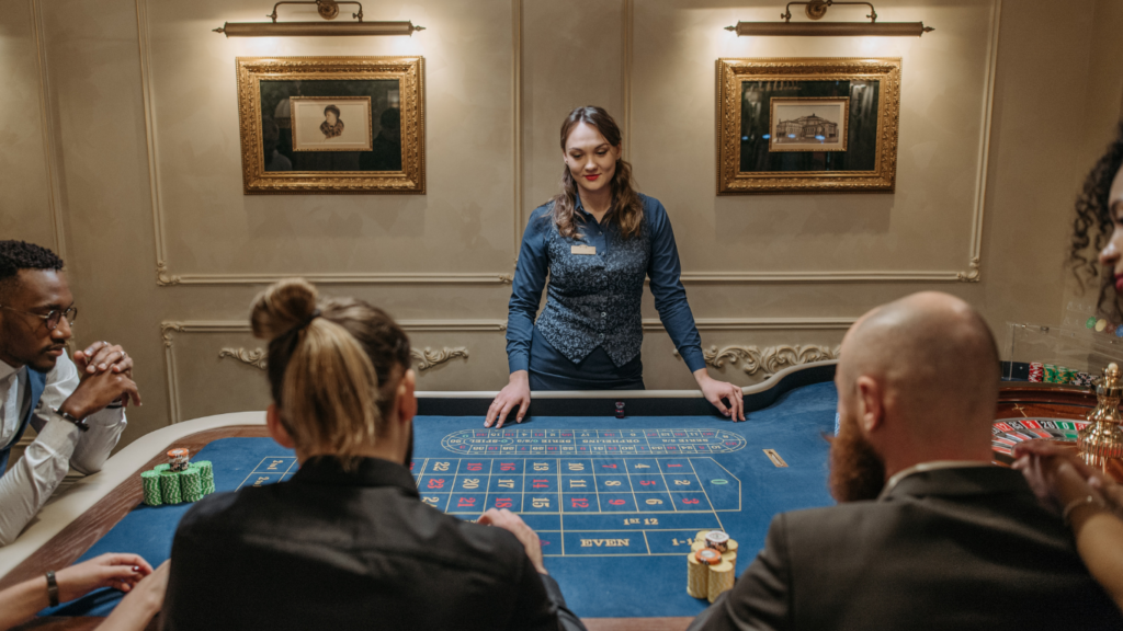 a person sitting at the casino 