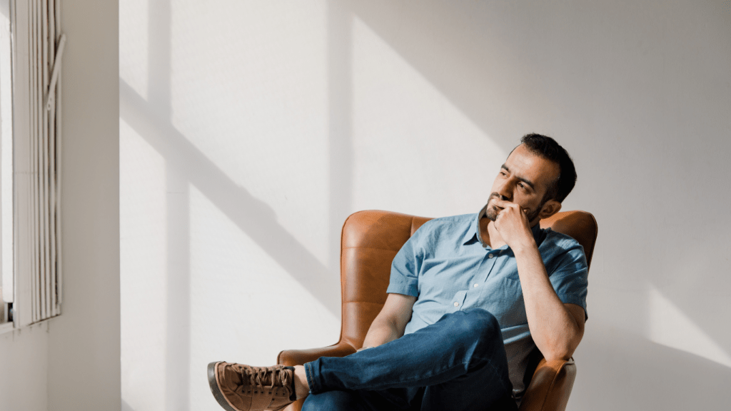 a person sitting in the chair