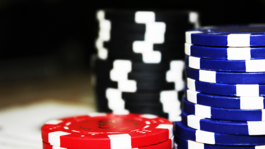 casino chips on a table in a casino